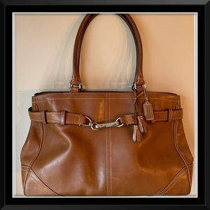 Coach Hampton Top Handle British Tan Satchel Tote Equestrian